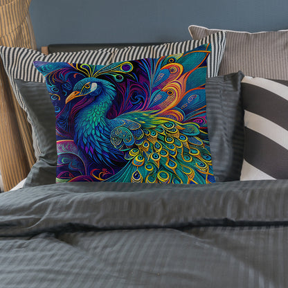 17.72x17.72In Peacock Cross Stitch Stamped Pillow Cover with Zip for Adults (#4)