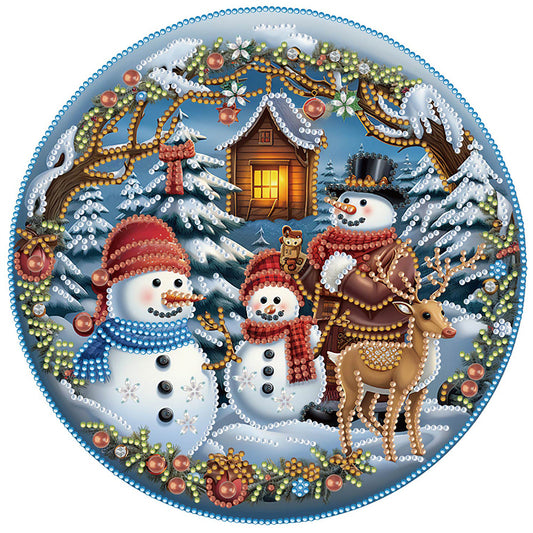 Snowman Traveling At Christmas - Special Shaped Drill Diamond Painting 30*30CM