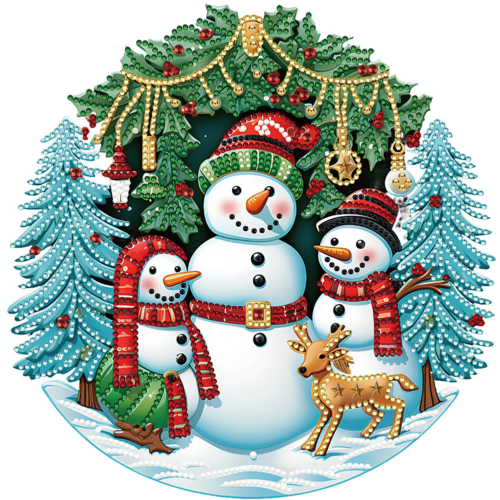 Happy Christmas Snowman - Special Shaped Drill Diamond Painting 30*30CM