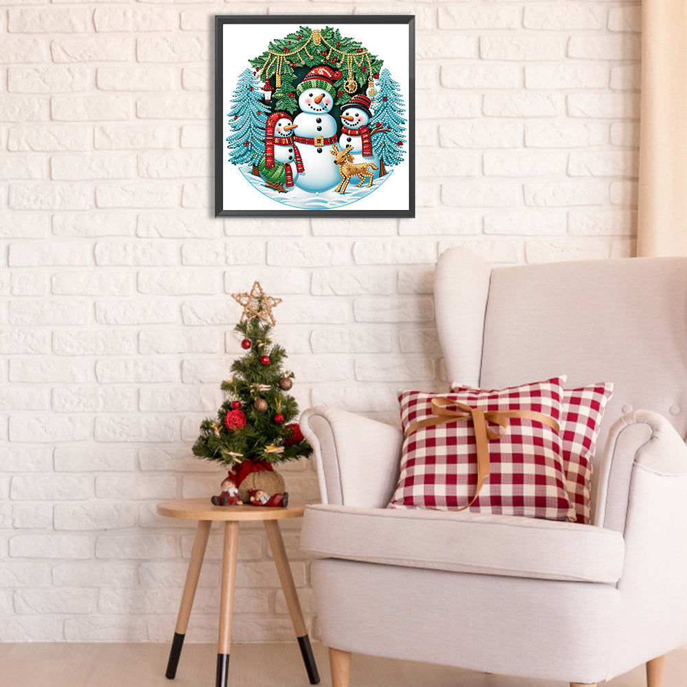 Happy Christmas Snowman - Special Shaped Drill Diamond Painting 30*30CM