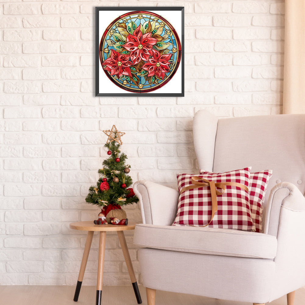 Christmas Christmas Flowers - Special Shaped Drill Diamond Painting 30*30CM