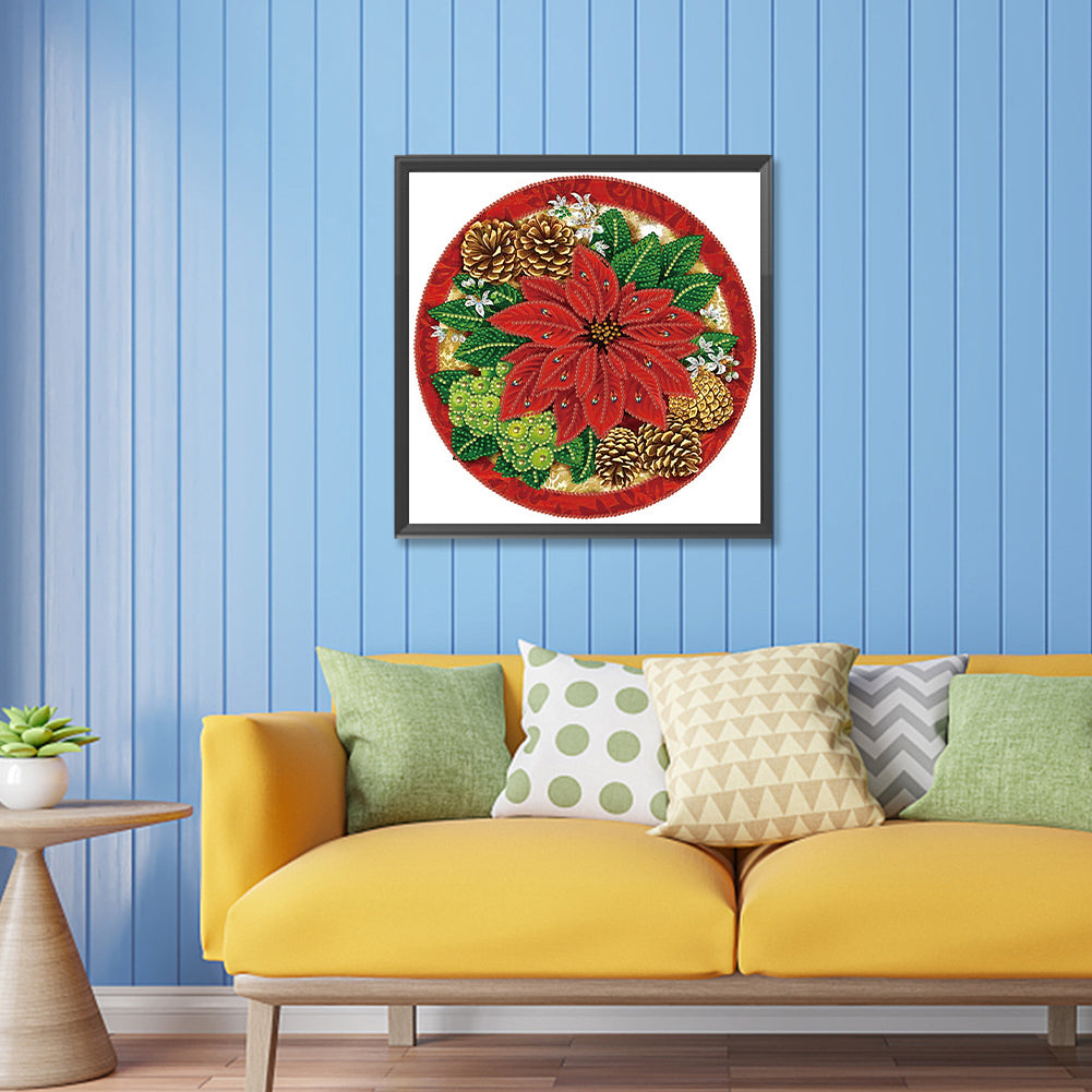 Christmas Poinsettia - Special Shaped Drill Diamond Painting 30*30CM