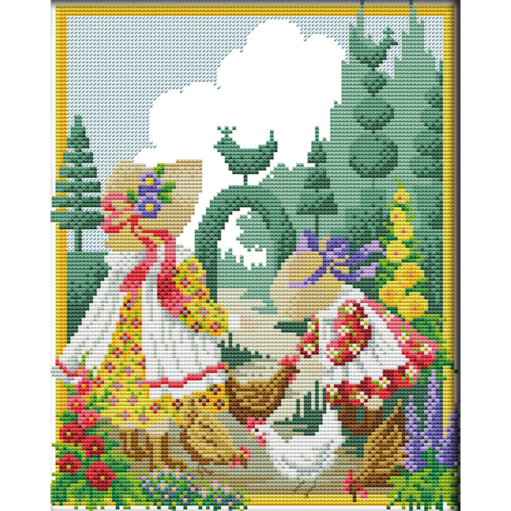 Girls Of Four Seasons 2 - 14CT Stamped Cross Stitch 27*33CM(Joy Sunday)