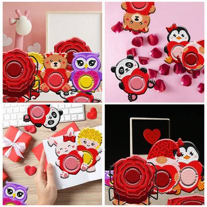 8PCS Wooden Diamond Painting Coasters Kits for Adults Kids (Valentine Critters)