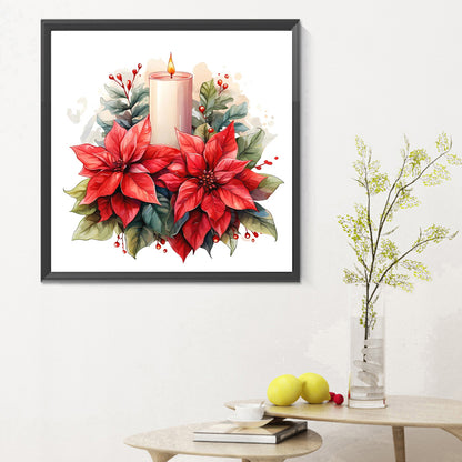 Christmas Flowers And Candles - Full Round Drill Diamond Painting 30*30CM