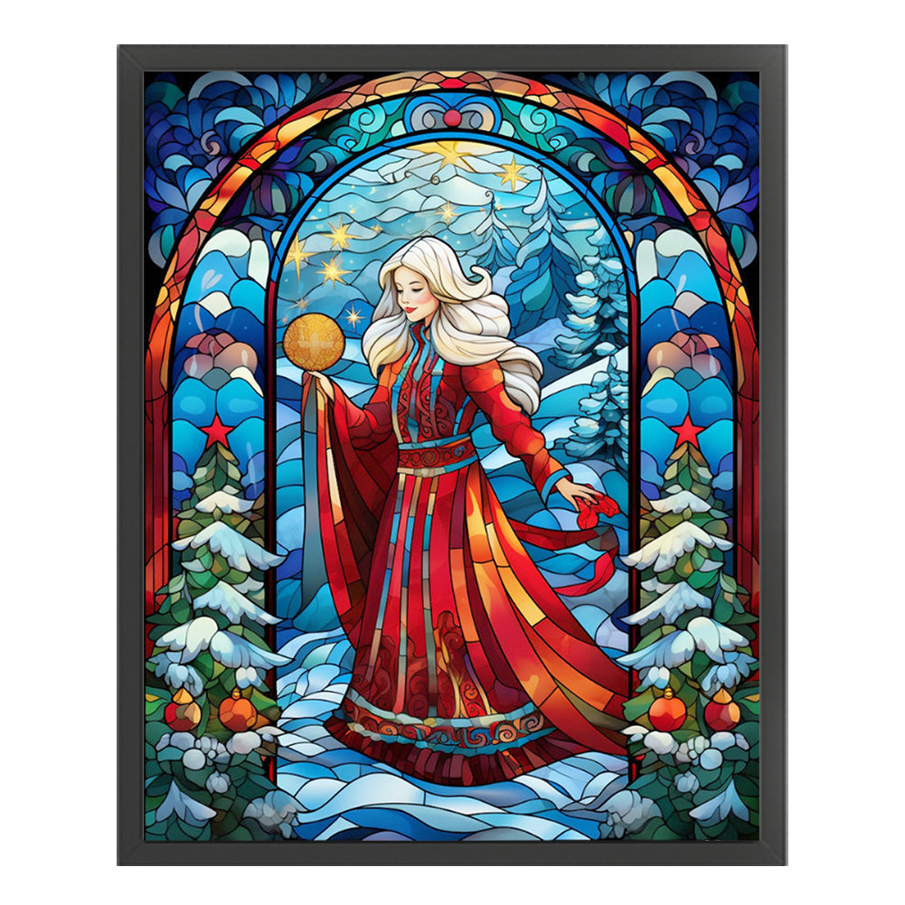 Glass Painting-Snow Queen - 14CT Stamped Cross Stitch 40*50CM