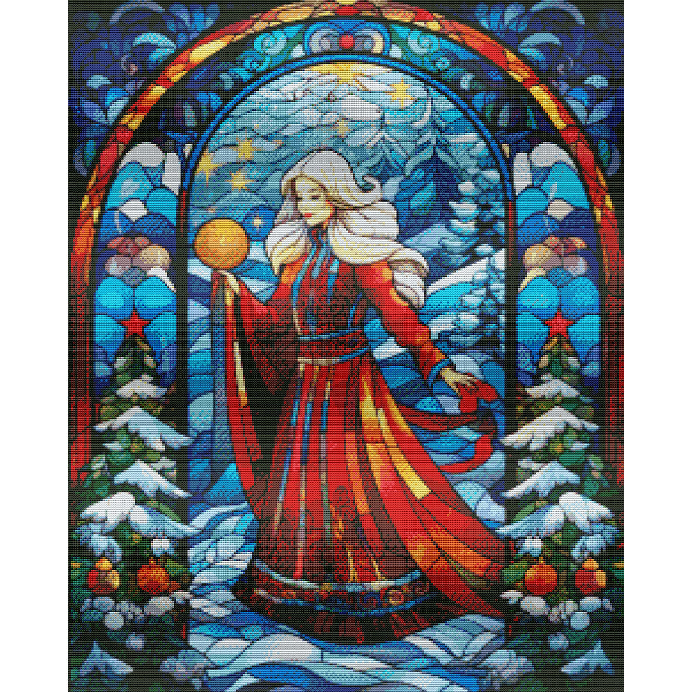 Glass Painting-Snow Queen - 14CT Stamped Cross Stitch 40*50CM