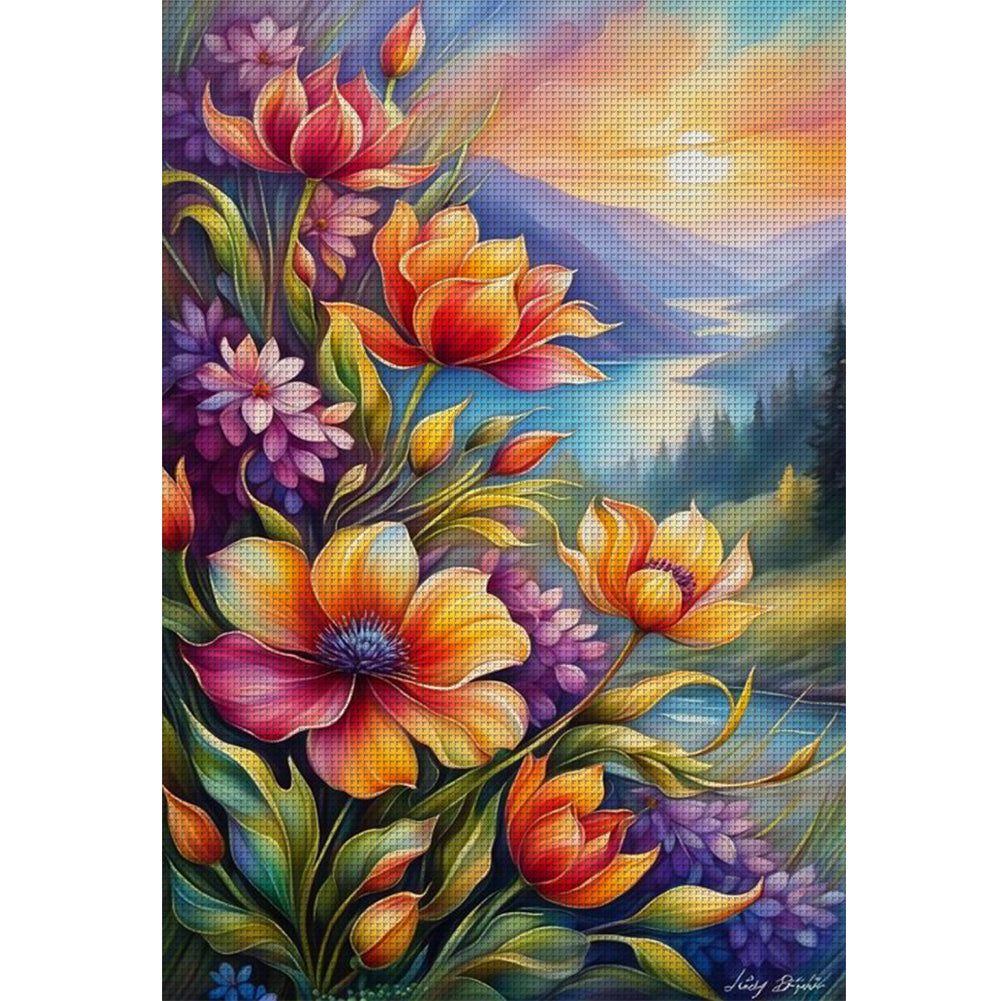 Mountain Flowers - 11CT Stamped Cross Stitch 40*60CM