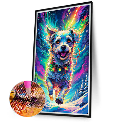 Dog Running Under The Aurora - Full Round Drill Diamond Painting 40*70CM