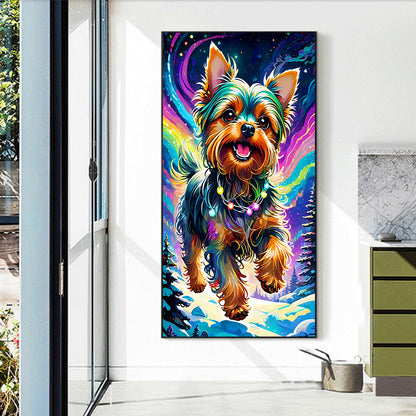 Dog Galloping Under The Aurora - Full Round Drill Diamond Painting 40*70CM