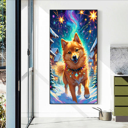 Dogs Running Under The Aurora - Full Round Drill Diamond Painting 40*70CM