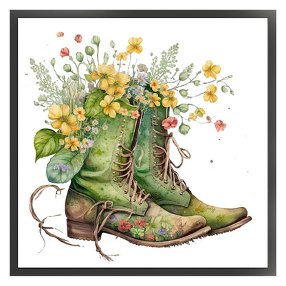 Flowers In Boots - 18CT Stamped Cross Stitch 30*30CM