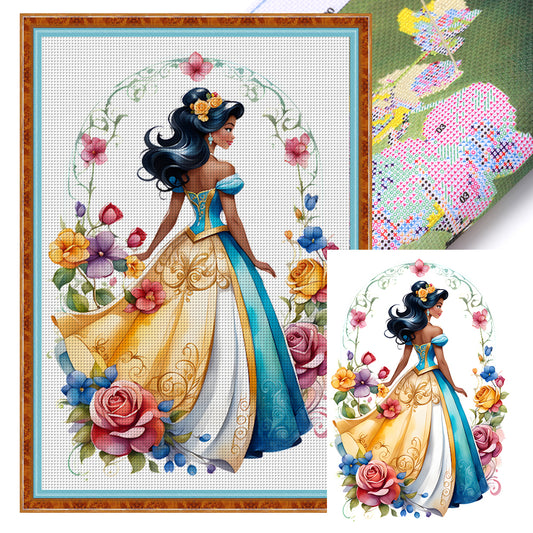 Flower Princess - 18CT Stamped Cross Stitch 35*50CM