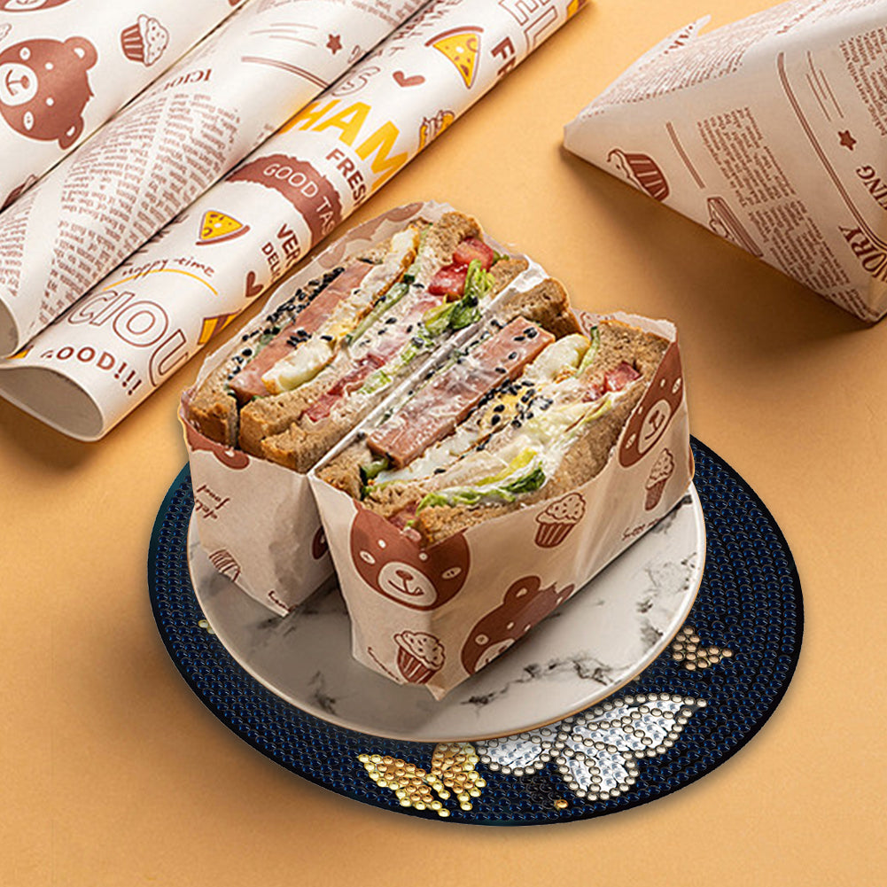 4PCS Wooden Diamond Painted Placemats for Dining Table Decor(Graceful Butterfly)