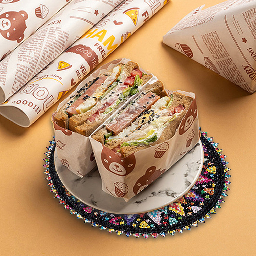 4PCS Wooden Diamond Painted Placemats for Dining Table Decor (Datura #5)