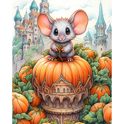 Mouse And Pumpkin Castle - 11CT Stamped Cross Stitch 45*55CM