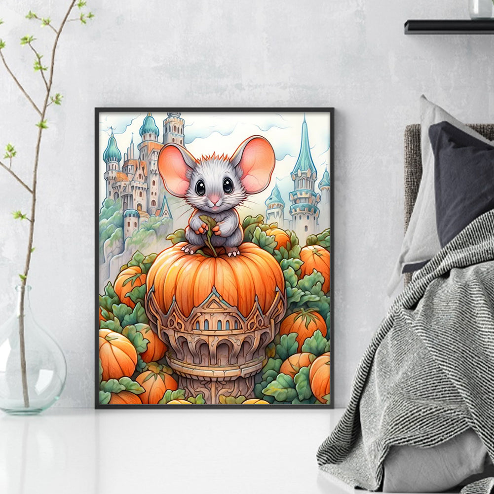 Mouse And Pumpkin Castle - 11CT Stamped Cross Stitch 45*55CM