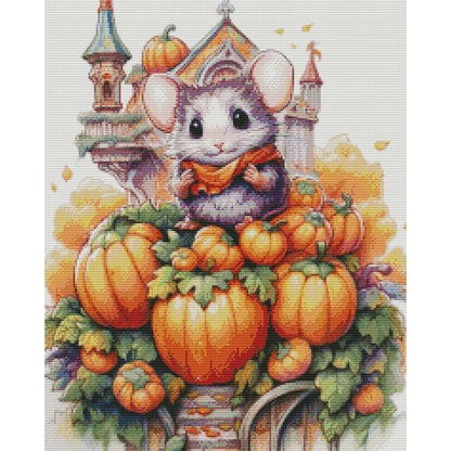 Mouse And Pumpkin Castle - 11CT Stamped Cross Stitch 45*55CM