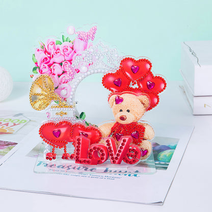 Diamond Painting Ornament Kits for Home Office Desktop Decor (Love Bear)