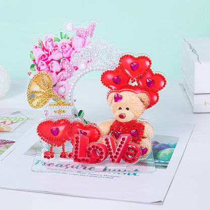 Diamond Painting Ornament Kits for Home Office Desktop Decor (Love Bear)