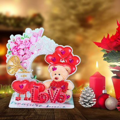 Diamond Painting Ornament Kits for Home Office Desktop Decor (Love Bear)