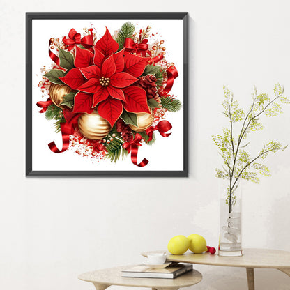 Christmas Red Flowers - Full Round Drill Diamond Painting 30*30CM