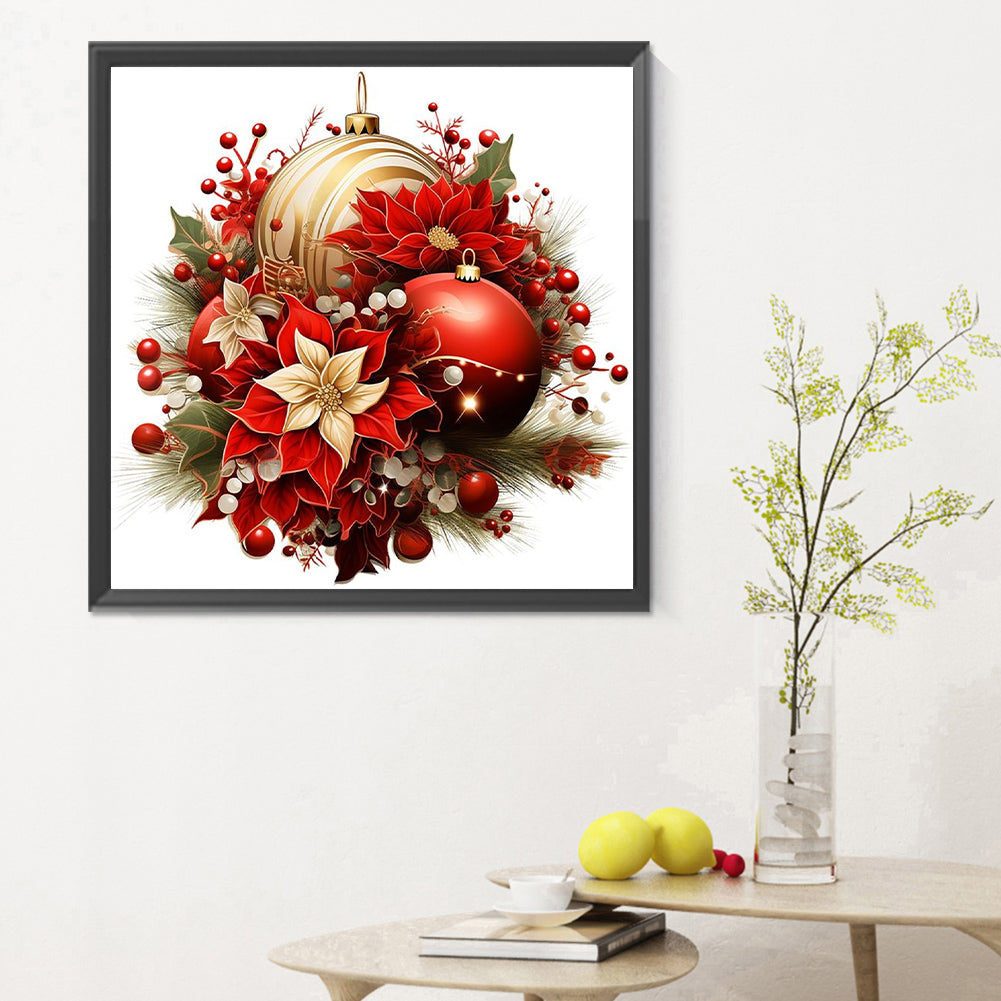 Christmas Red Flowers - Full Round Drill Diamond Painting 30*30CM