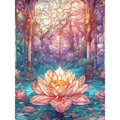 Lotus Pond Palace - Full Round Drill Diamond Painting 30*40CM