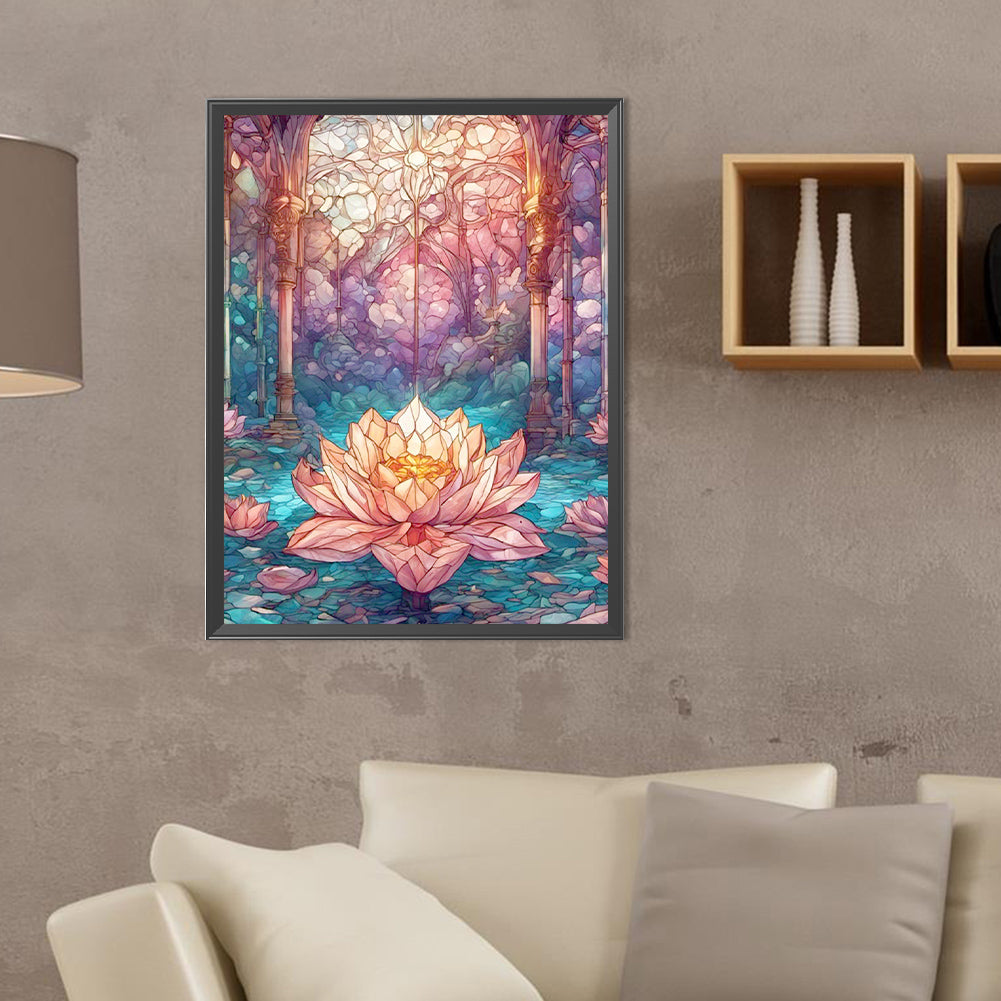 Lotus Pond Palace - Full Round Drill Diamond Painting 30*40CM