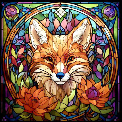 Stained Glass Fox - Full Round Drill Diamond Painting 30*30CM