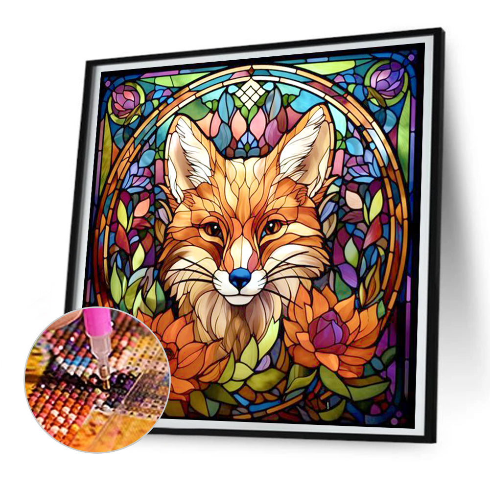 Stained Glass Fox - Full Round Drill Diamond Painting 30*30CM