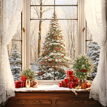 Windowsill Christmas Tree - Full Round Drill Diamond Painting 30*30CM