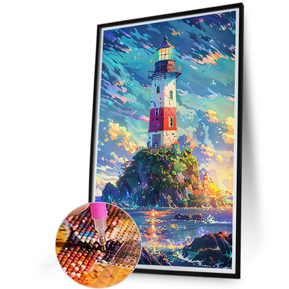 Island Lighthouse - Full Round Drill Diamond Painting 40*60CM