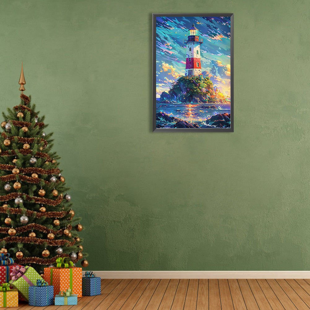 Island Lighthouse - Full Round Drill Diamond Painting 40*60CM