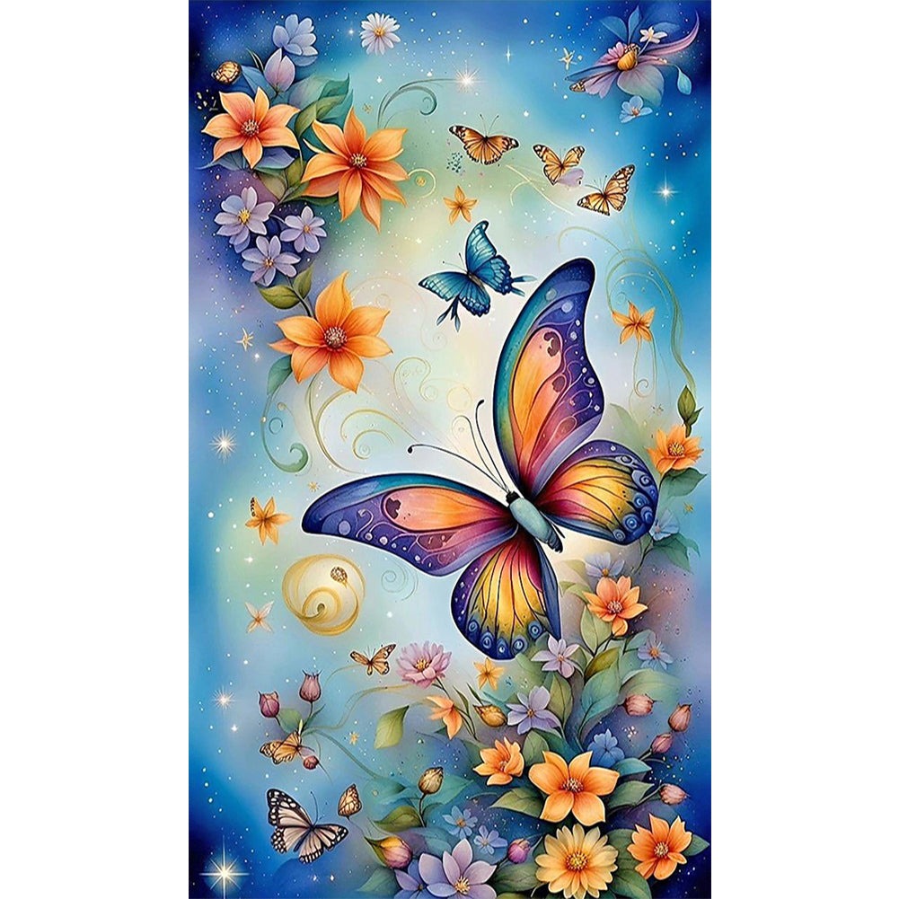 Flowers And Butterflies - Full Round Drill Diamond Painting 35*60CM