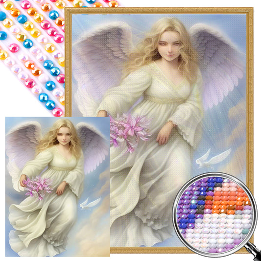 Flower-Carrying Angel - Full Round AB Drill Diamond Painting 30*40CM