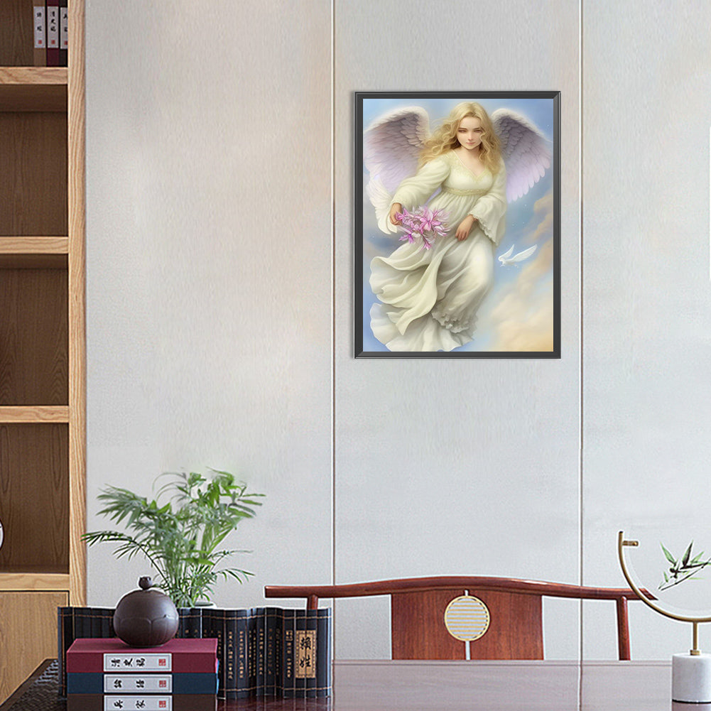 Flower-Carrying Angel - Full Round AB Drill Diamond Painting 30*40CM