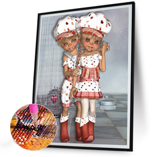 Big Eyed Doll - Full Round Drill Diamond Painting 30*40CM