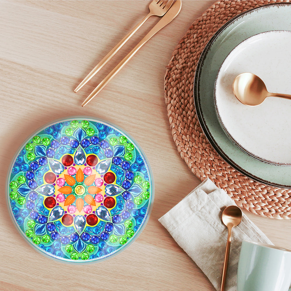 6PCS Acrylic Washable Diamond Painting Crafts Coaster with Holder (Mandala #2)