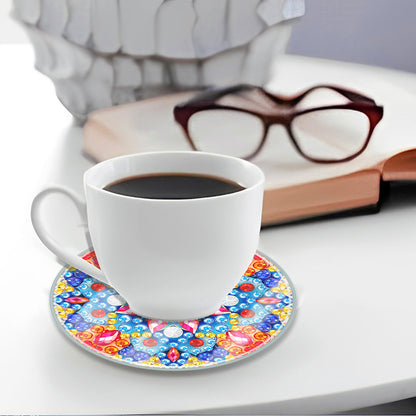 6PCS Acrylic Washable Diamond Painting Crafts Coaster with Holder (Mandala #2)