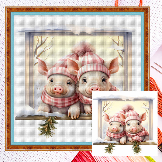 Christmas Piggy - 18CT Counted Cross Stitch 30*30CM