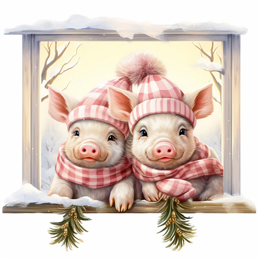 Christmas Piggy - 18CT Counted Cross Stitch 30*30CM