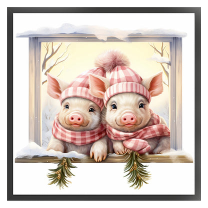 Christmas Piggy - 18CT Counted Cross Stitch 30*30CM