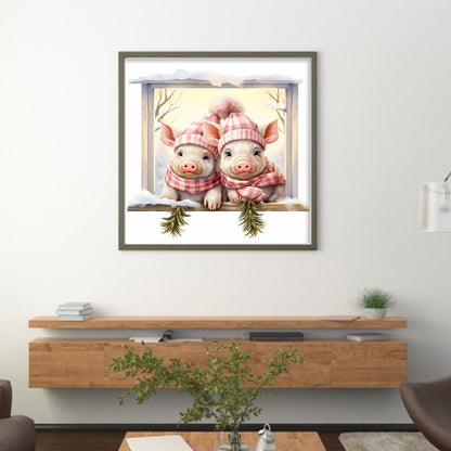 Christmas Piggy - 18CT Counted Cross Stitch 30*30CM