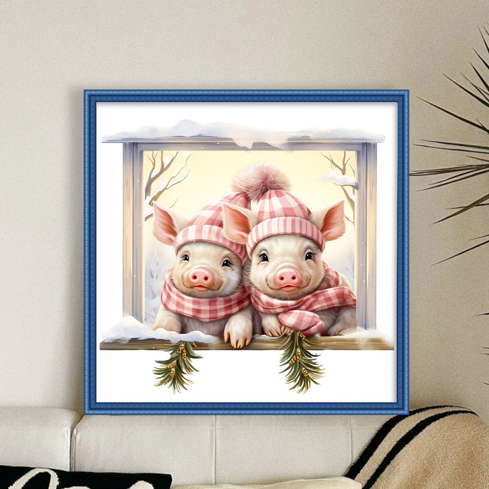 Christmas Piggy - 18CT Counted Cross Stitch 30*30CM