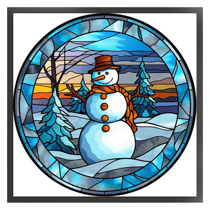 Glass Painting-Snowman - 11CT Stamped Cross Stitch 40*40CM