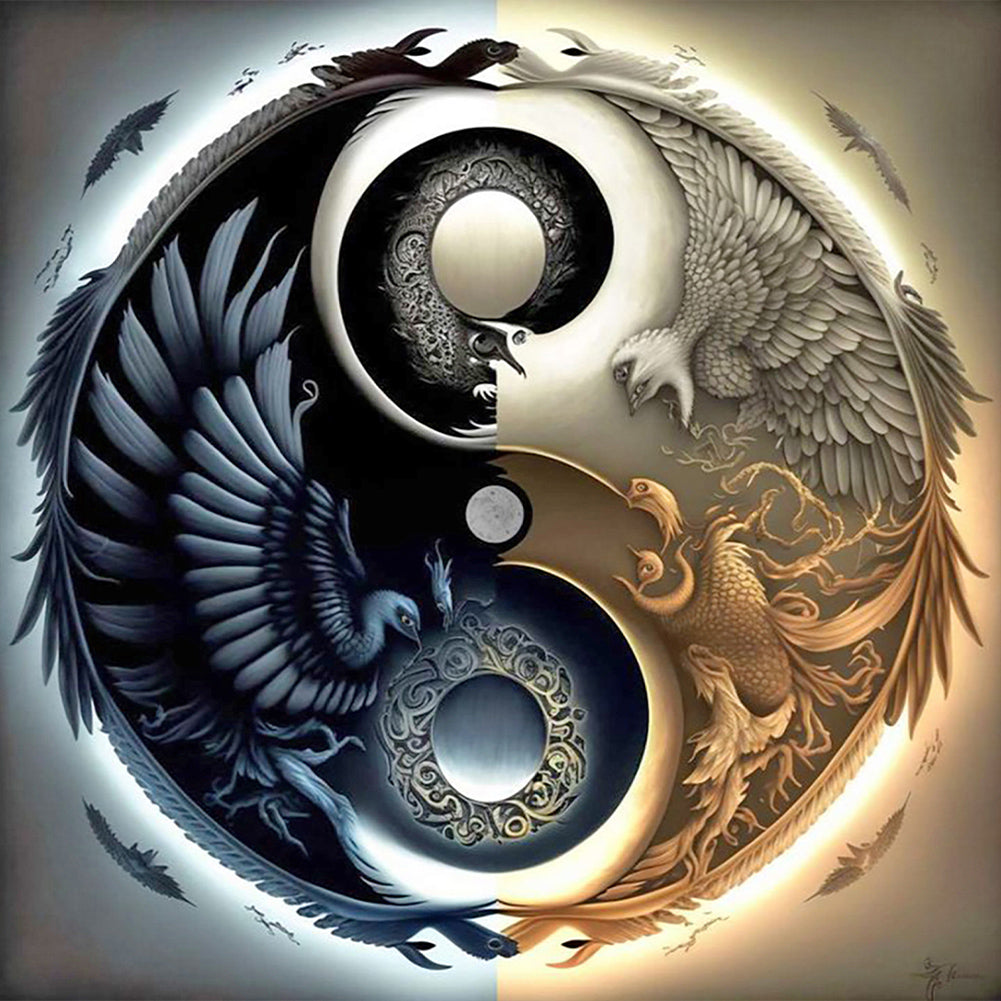 Yin And Yang Diagram Of Mythical Beasts - Full Round Drill Diamond Painting 45*45CM
