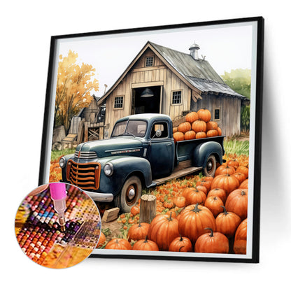 Country Pumpkin Classic Car - Full Round Drill Diamond Painting 30*30CM