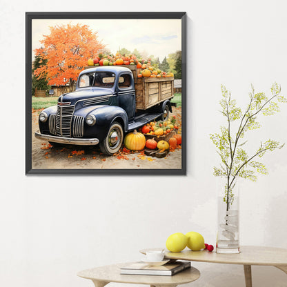 Country Pumpkin Classic Car - Full Round Drill Diamond Painting 30*30CM