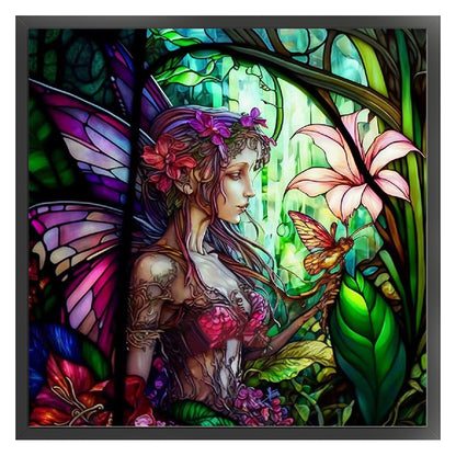 Glass Painting-Elf - 14CT Stamped Cross Stitch 50*50CM